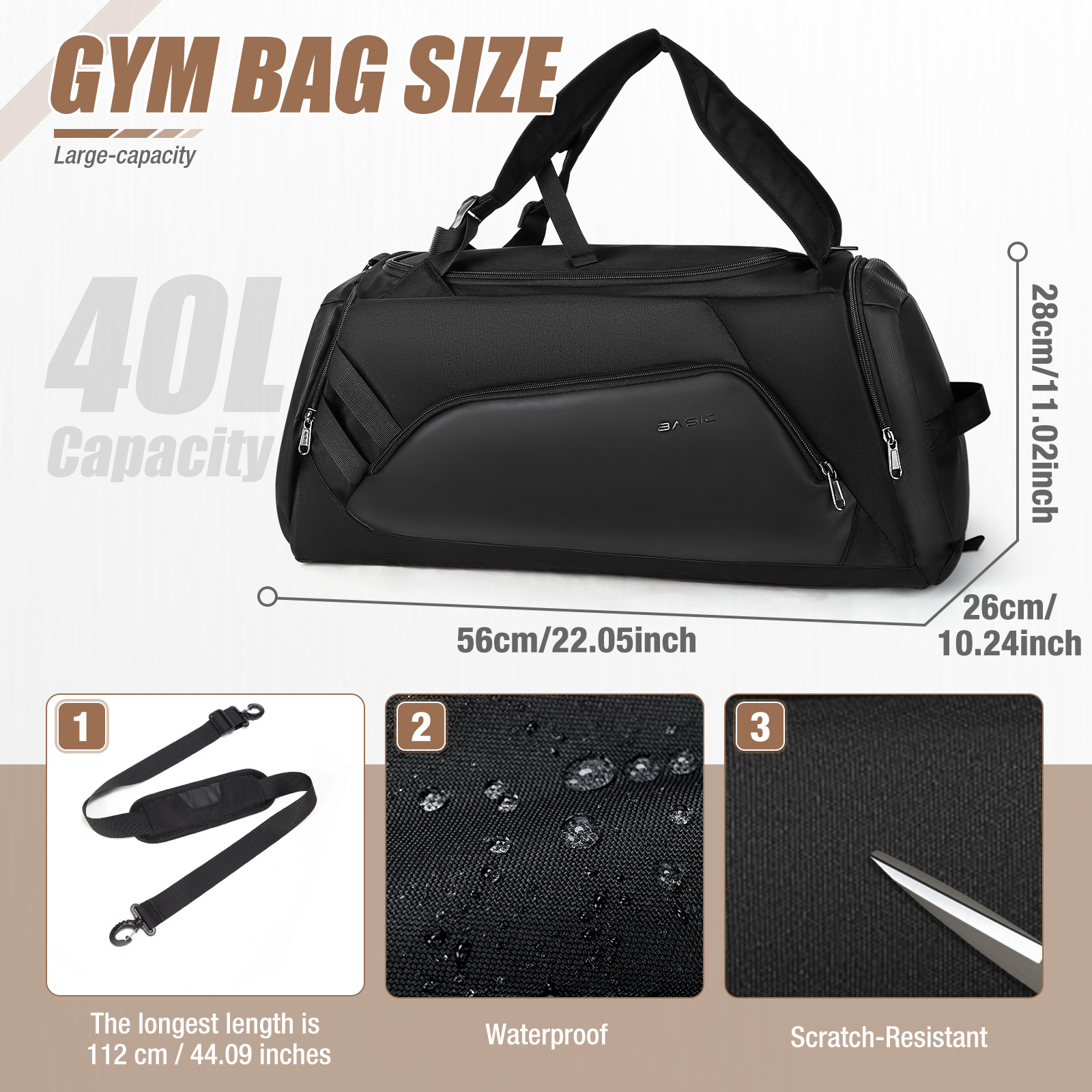 Large Capacity 40L Gym Bag for - Cycling Gear Duffle 评论和价格